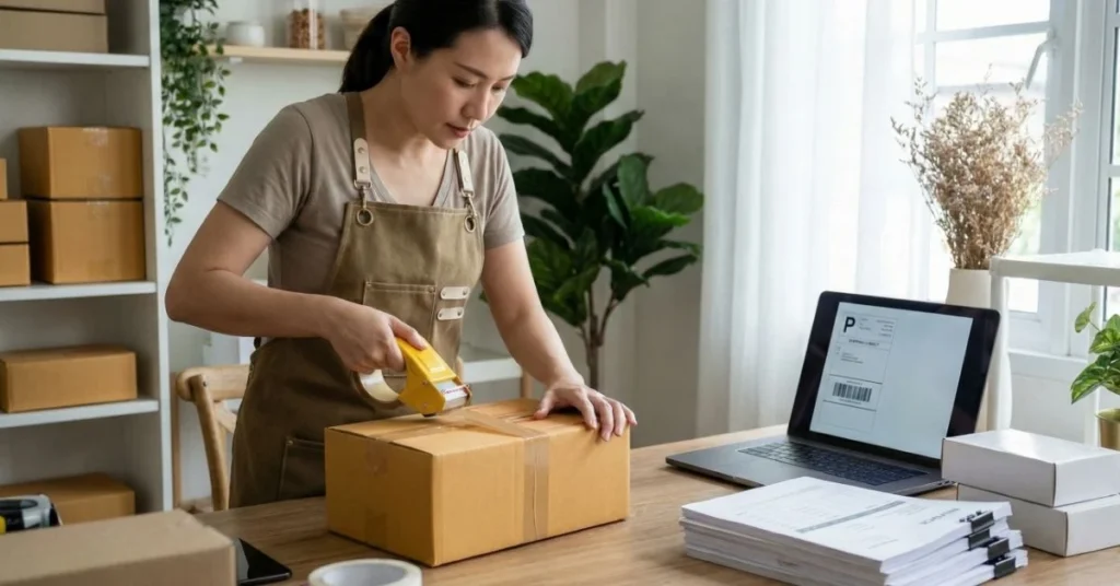 Ecommerce seller comparing courier options with FineEx in Surrey