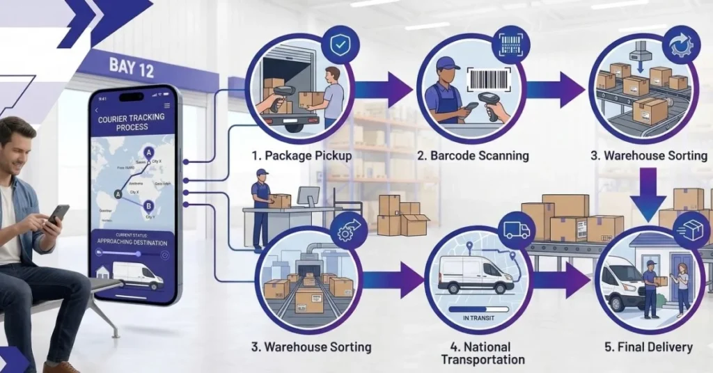 How courier tracking scans work between hubs