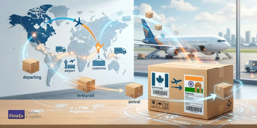 Canada to India courier parcel in transit