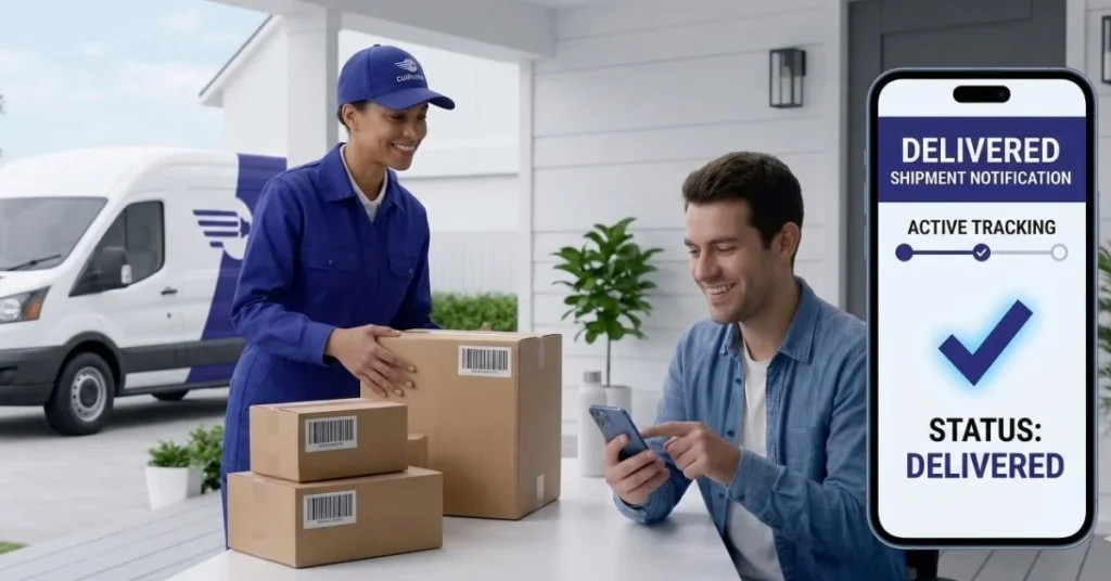 Successful package delivery using courier services tracking system