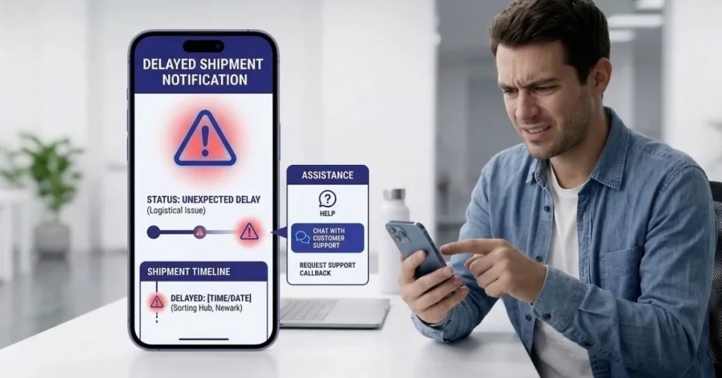 Common courier services tracking issues like delayed shipment status and tracking errors