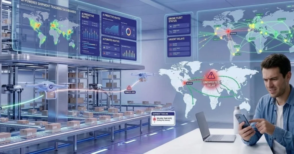 Future trends in courier services tracking using AI logistics technology and smart delivery systems