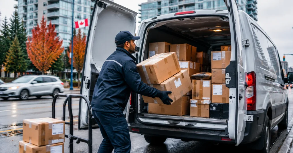 behind the counter at FineEx Couriers